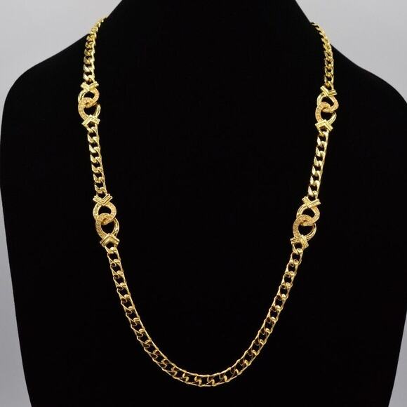 1980s Swarovski Vintage Crystal Chain Necklace Rhinestone Edelweiss Signed Bin3C - Picture 1 of 12
